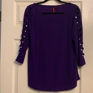 Purple long sleeve blouse with cut out detailing